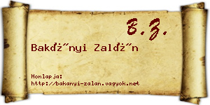 Bakányi Zalán névjegykártya